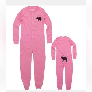 Hatley Classic Pink Bear Bum Onesie with Bum Flap and Black Bear Unisex